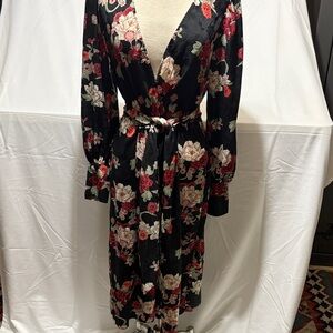 Floral Black Midi Dress